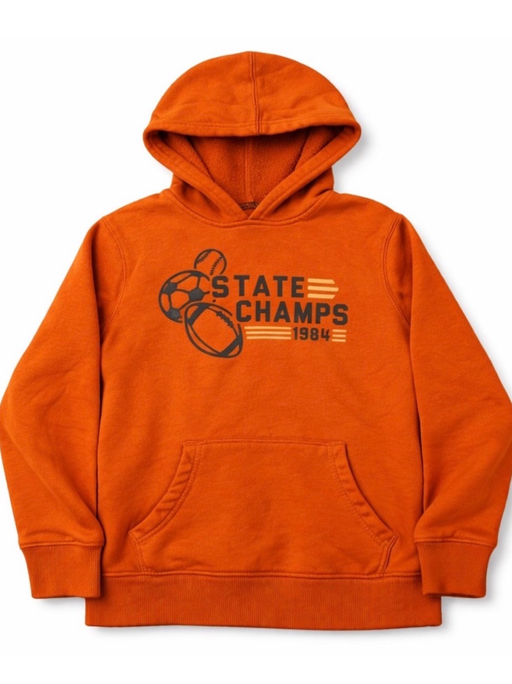 Okie Dokie Boys Hoodie Youth 7X Orange State Champs Graphic Pullover Sweatshirt